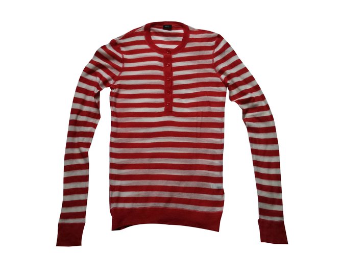 Joseph Sweater White Red Cashmere  ref.46918