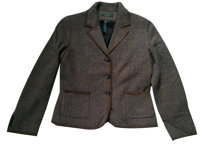 Giacca Ralph Lauren in lana e scamosciata marrone