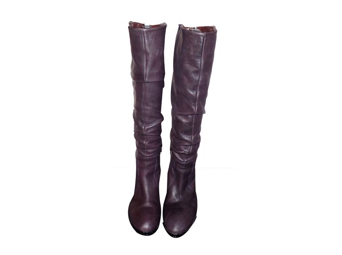 Autre Marque Bottes Pons Quintana ANABEL Cuir Prune  ref.47021