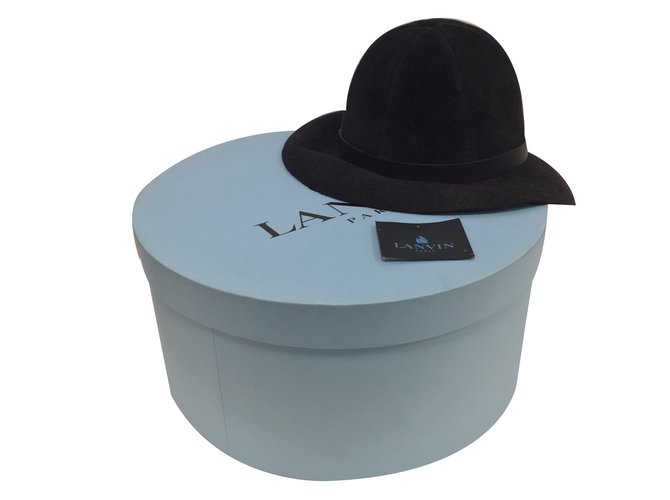 Lanvin sombrero Negro Piel  ref.47055