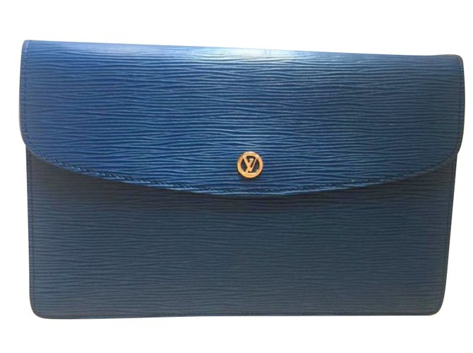 Louis Vuitton Envelope Blue Leather  ref.47115