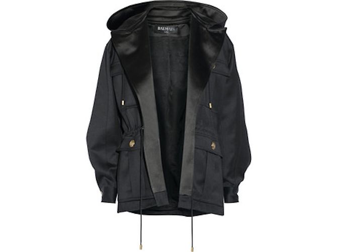 Balmain Hooded Tuxedo Jacket Black Wool
