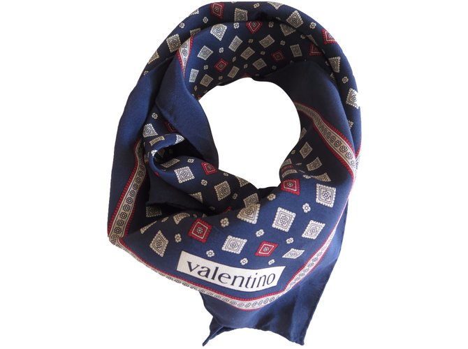 Valentino Silk scarf Blue  ref.47182