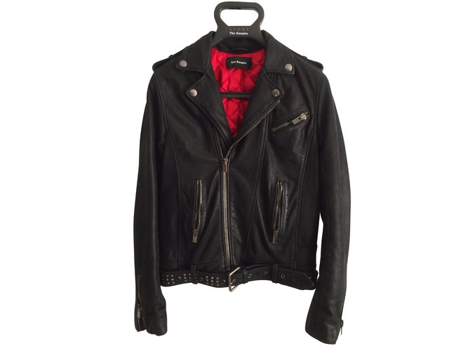 The Kooples Biker jacket Black Leather  ref.47199