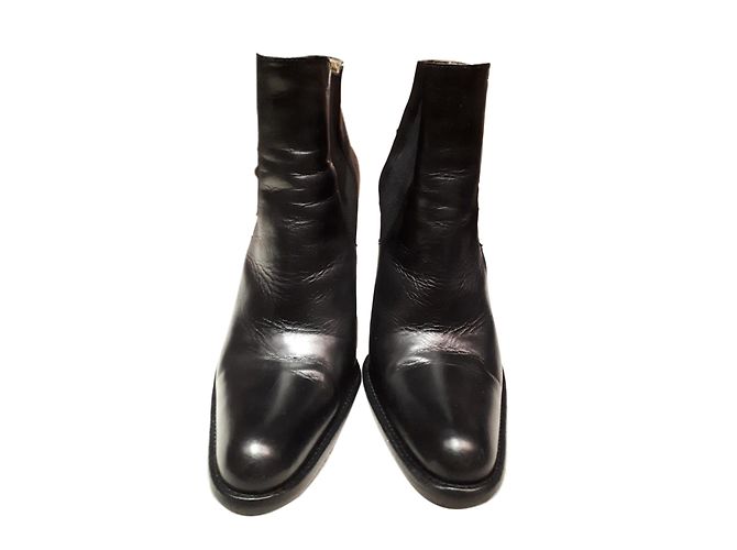 Free Lance Black Leather Ankle Boots