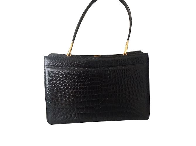 Autre Marque Borsa in pelle di coccodrillo nera Nero