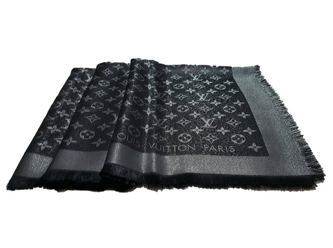 Louis Vuitton Monogram Black Silk Scarf