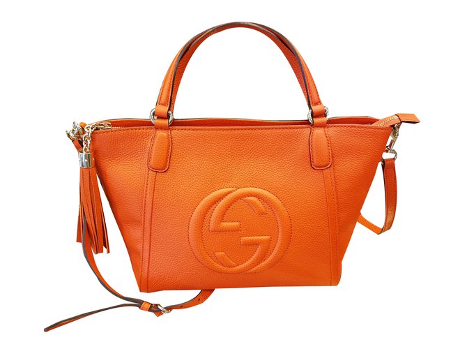 Gucci Borsa Soho Laranja Couro  ref.47313