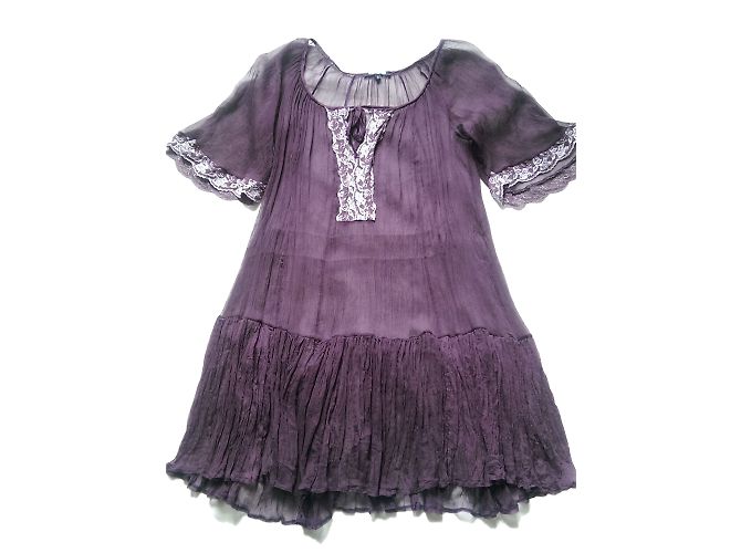 Autre Marque Marylin&John Tunika Kleid aus Chiffon Pflaume