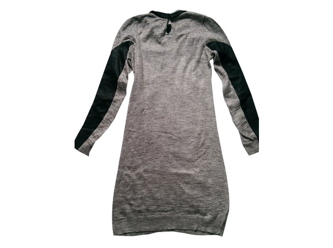 Maje Dresses Grey Wool Lambskin  ref.47369
