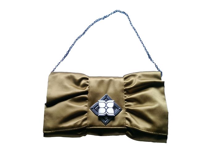 Bcbg Max Azria Satin Clutch Bag Mustard