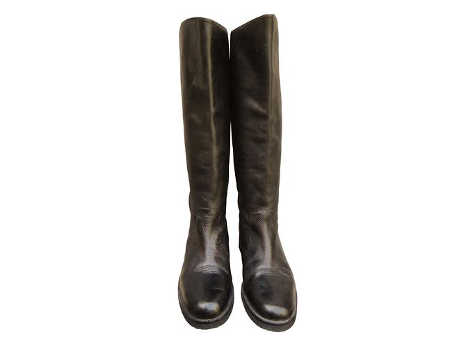 Bottes Robert Clergerie en cuir noir