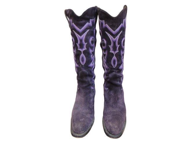 Free Lance Boots Purple Deerskin  ref.47414
