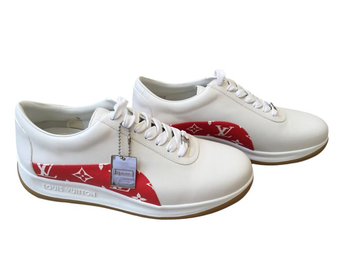 Louis Vuitton Supreme Sneakers White Leather  ref.47440