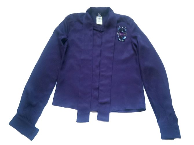Camisa Gianfranco Ferré Roxa de Viscose com Gola Lavallière Roxo
