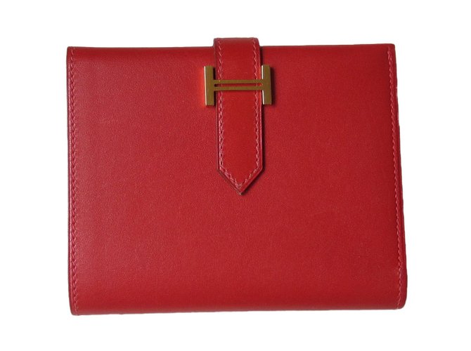 Hermès Wallets Red Leather  ref.47497