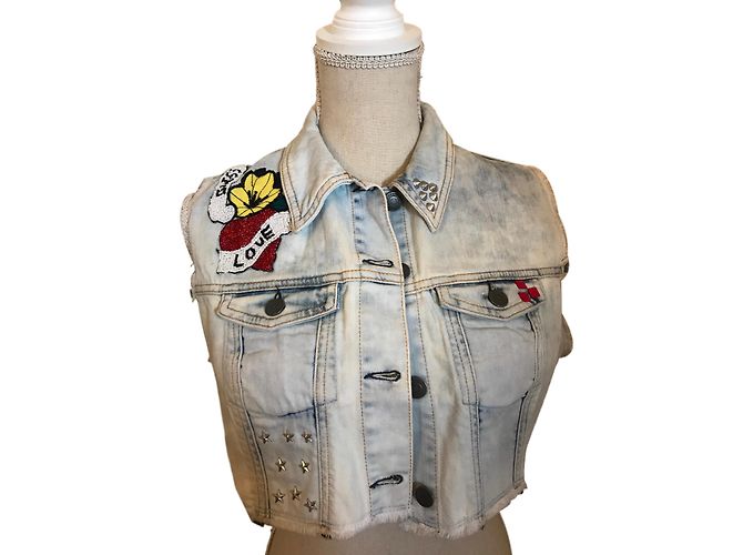 Chaqueta Guess de jean azul claro sin mangas talla M