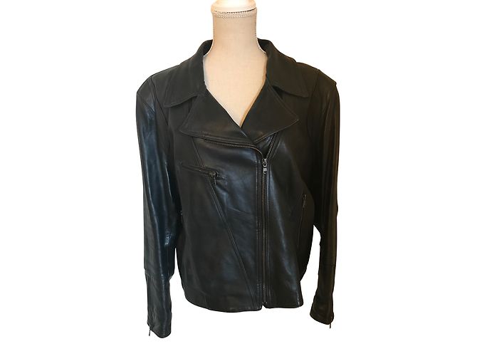 Autre Marque DKS Bikerjacke aus schwarzem Leder