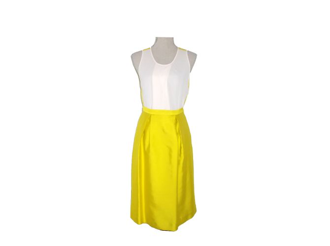 Completo gonna e top By Malene Birger bianco e giallo seta