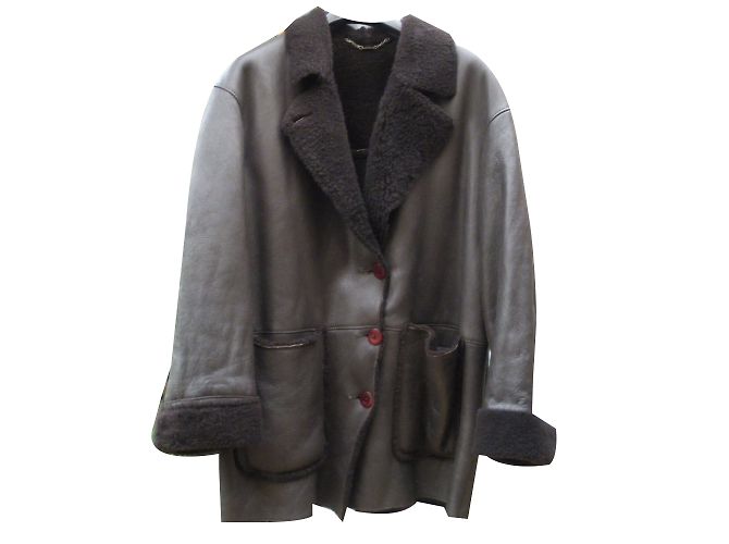 Autre Marque Cappotto di pelle di pecora Marrone scuro