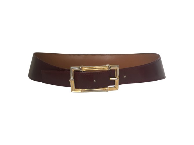 Hermès Cinturon de bambu Burdeos Cuero  ref.47599
