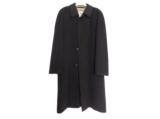 Burberry Men Wool Coat Dark Brown