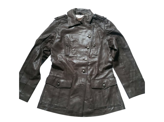 Autre Marque Coats, Outerwear Brown Lambskin  ref.47639