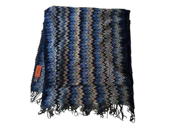 Missoni Scarf variando graus de azul com fio de prata