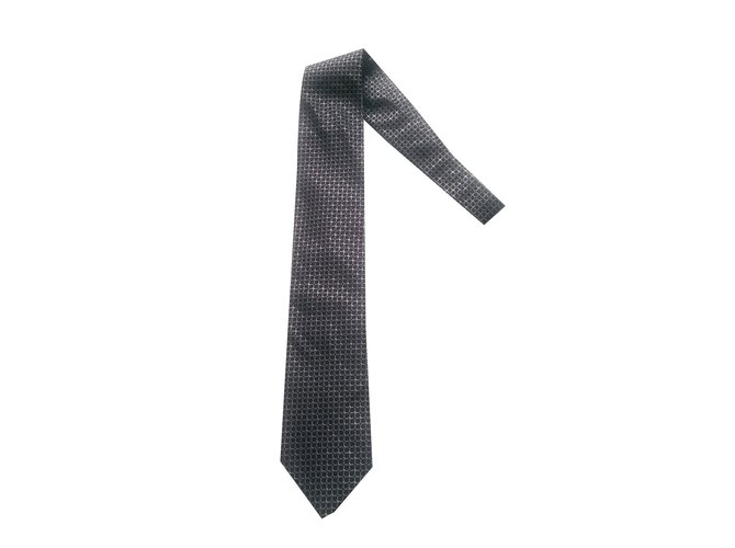 Hugo Boss cravatta Nero Blu Seta  ref.47688