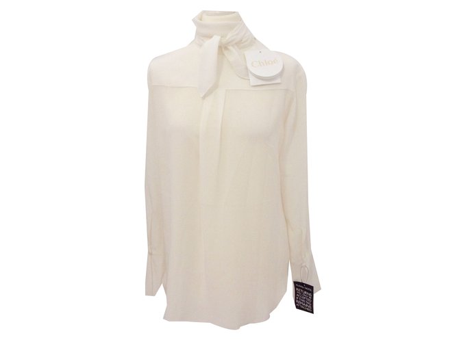 Chloé blusa Blanco Seda  ref.47710