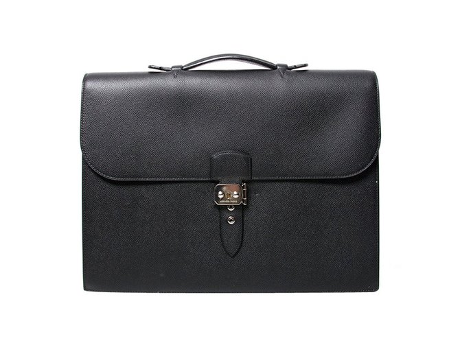 Hermès Aktentasche aus schwarzem Leder  ref.47794