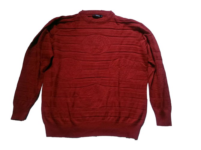 Versace Pullover Rot Wolle  ref.47908