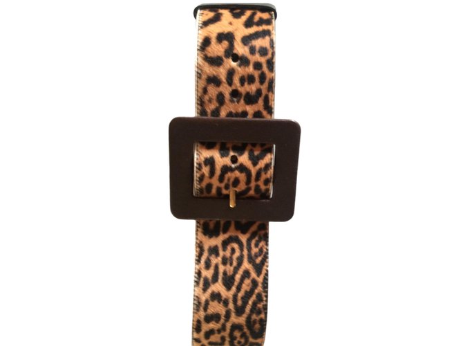 Yves Saint Laurent cinturón Estampado de leopardo Cuero  ref.47959