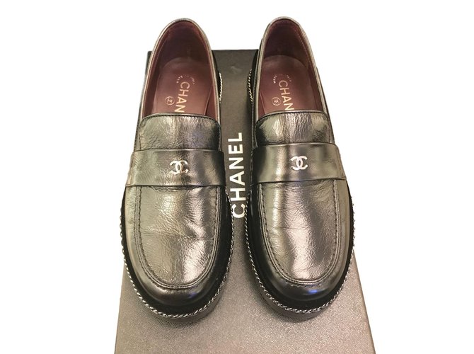 Chanel Flats Black Leather  ref.47974