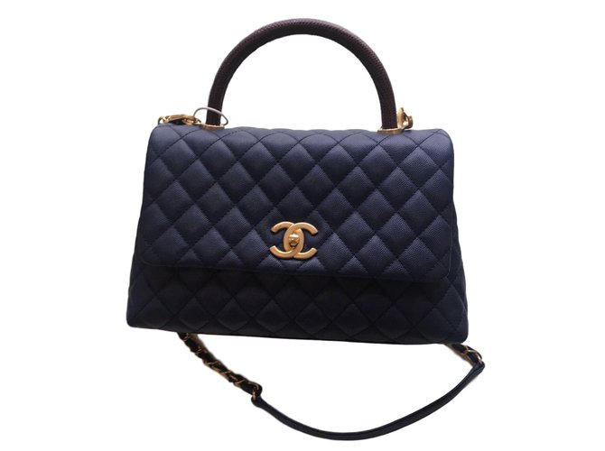 Chanel Bolsa Azul Couro  ref.47980