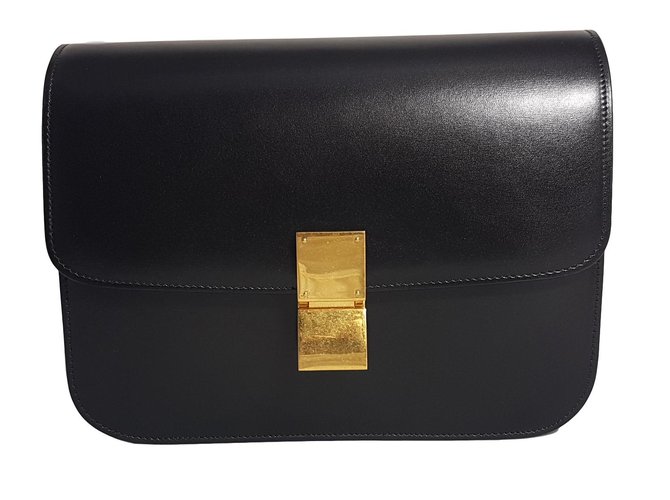 Céline Classic Box Black Leather  ref.47993