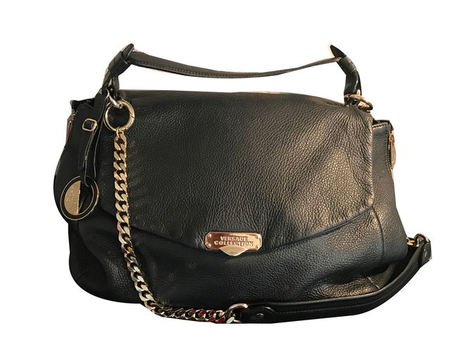 Versace Handbag Black Leather  ref.48019