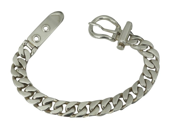 Hermès BRACELET HERMES SELLIER Argent Argenté  ref.48090