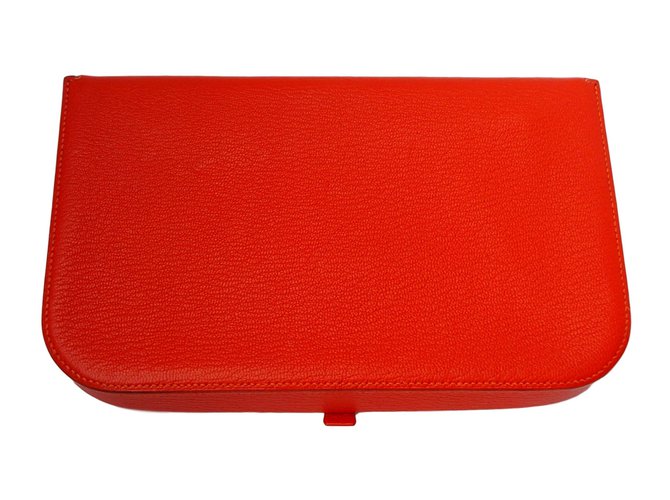 Hermès portafogli Arancione Pelle  ref.48122
