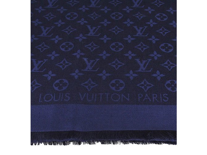 Louis Vuitton Sciarpa classica Monogram Blu Seta