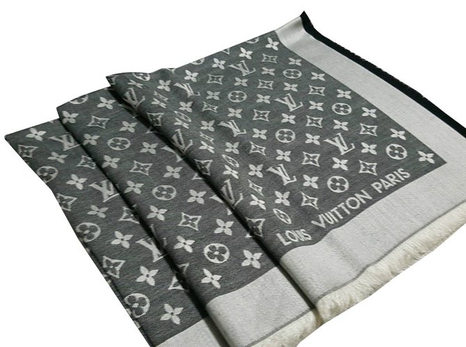 Louis Vuitton Sciarpa classica Monogram Nero Seta