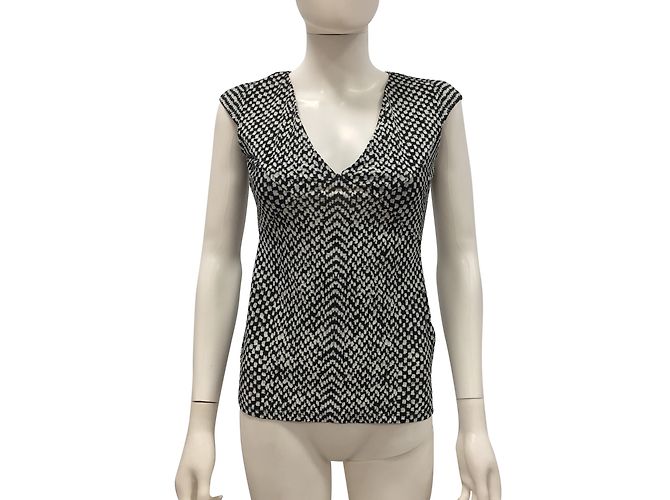 Top Roberto Cavalli com Estampa de Flor de Algodão Preto e Branco Multicor