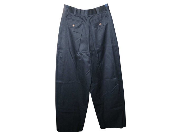 Chanel Pantalons Coton Noir  ref.48337