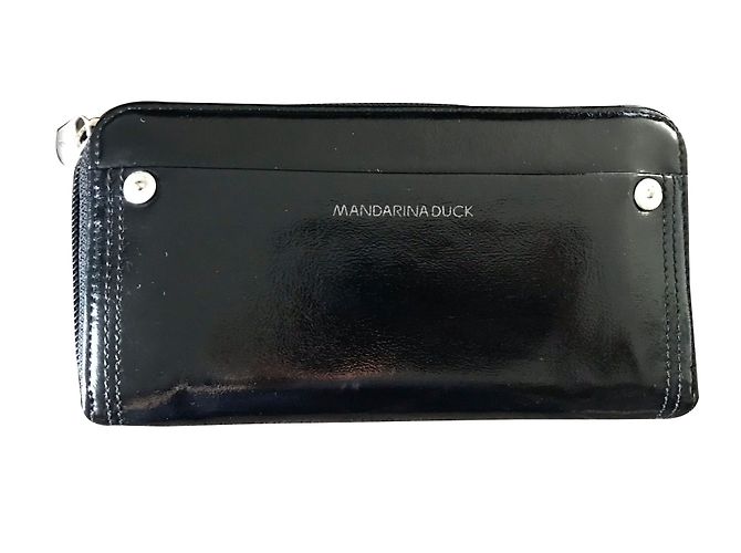 Autre Marque Mandarina DUCK Geldbörse Schwarz Lackleder