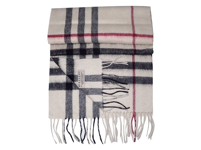 Burberry Scarves Eggshell Cashmere Wool  ref.48466