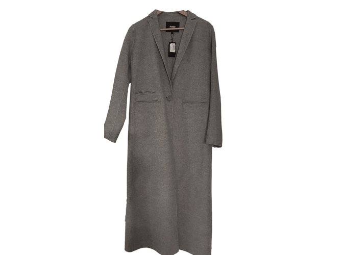Maje Coats, Outerwear Grey Wool  ref.48525