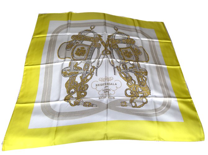 Hermès Sciarpe di seta Multicolore Giallo