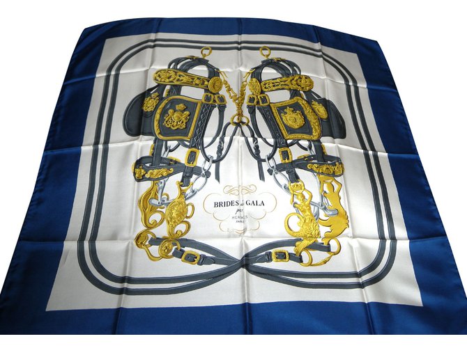 Hermès Sciarpe di seta Blu Multicolore