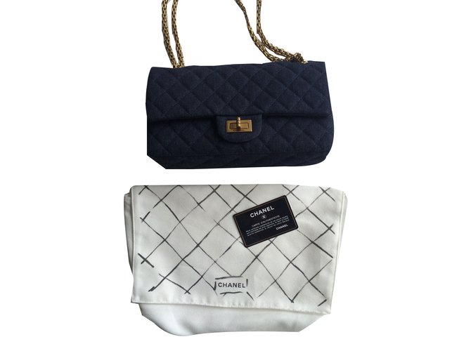 2.55 Chanel Handbags Blue Cloth  ref.48550