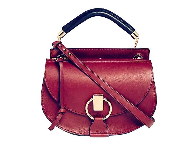 Bolsa de ombro Chloé Goldie vermelha de couro e camurça Vermelho Bordeaux